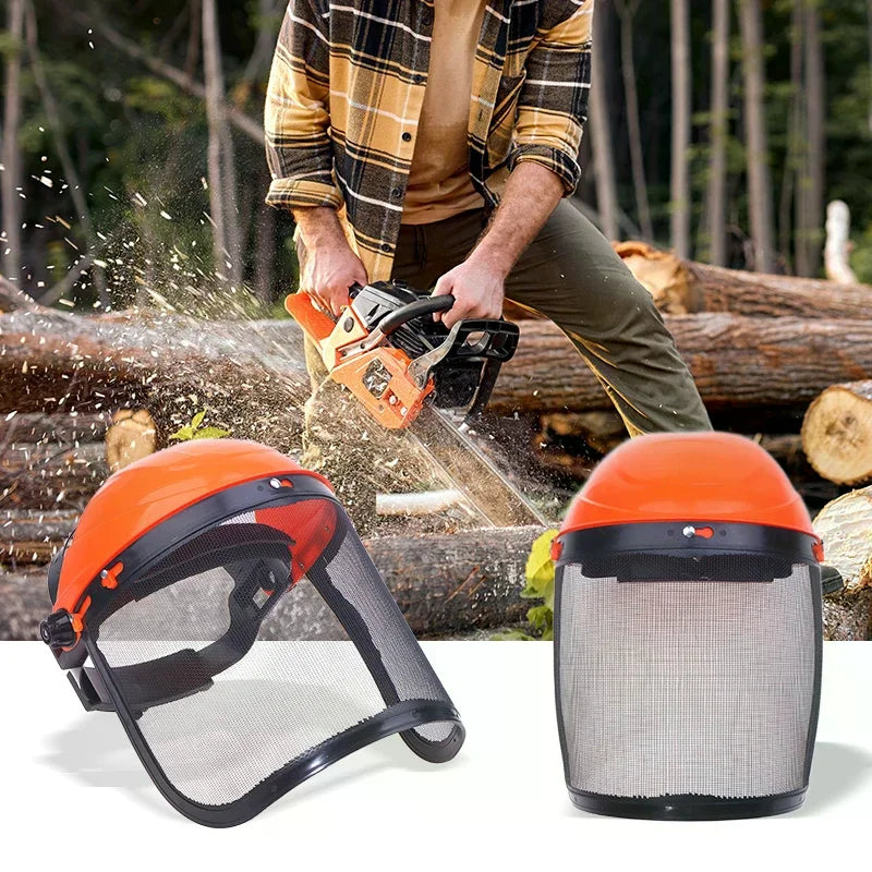 Safety Helmet Hat Full Face Mesh Protective Mask Garden Grass Trimmer