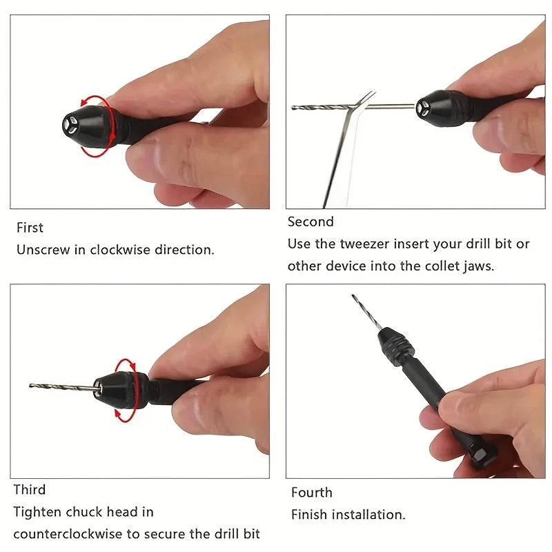 Ergonomic Aluminum DIY Hand Drill Featuring Keyless Chuck Alloy Bits