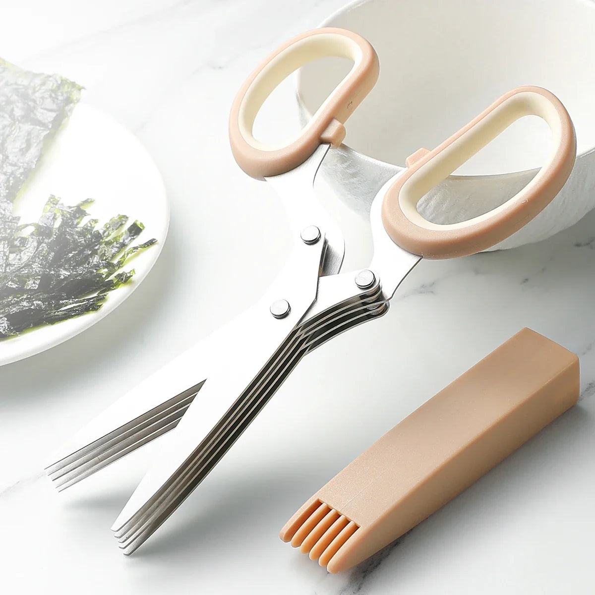 5-Layer Stainless Steel Kitchen Scissors with Lid | Herb Cutter