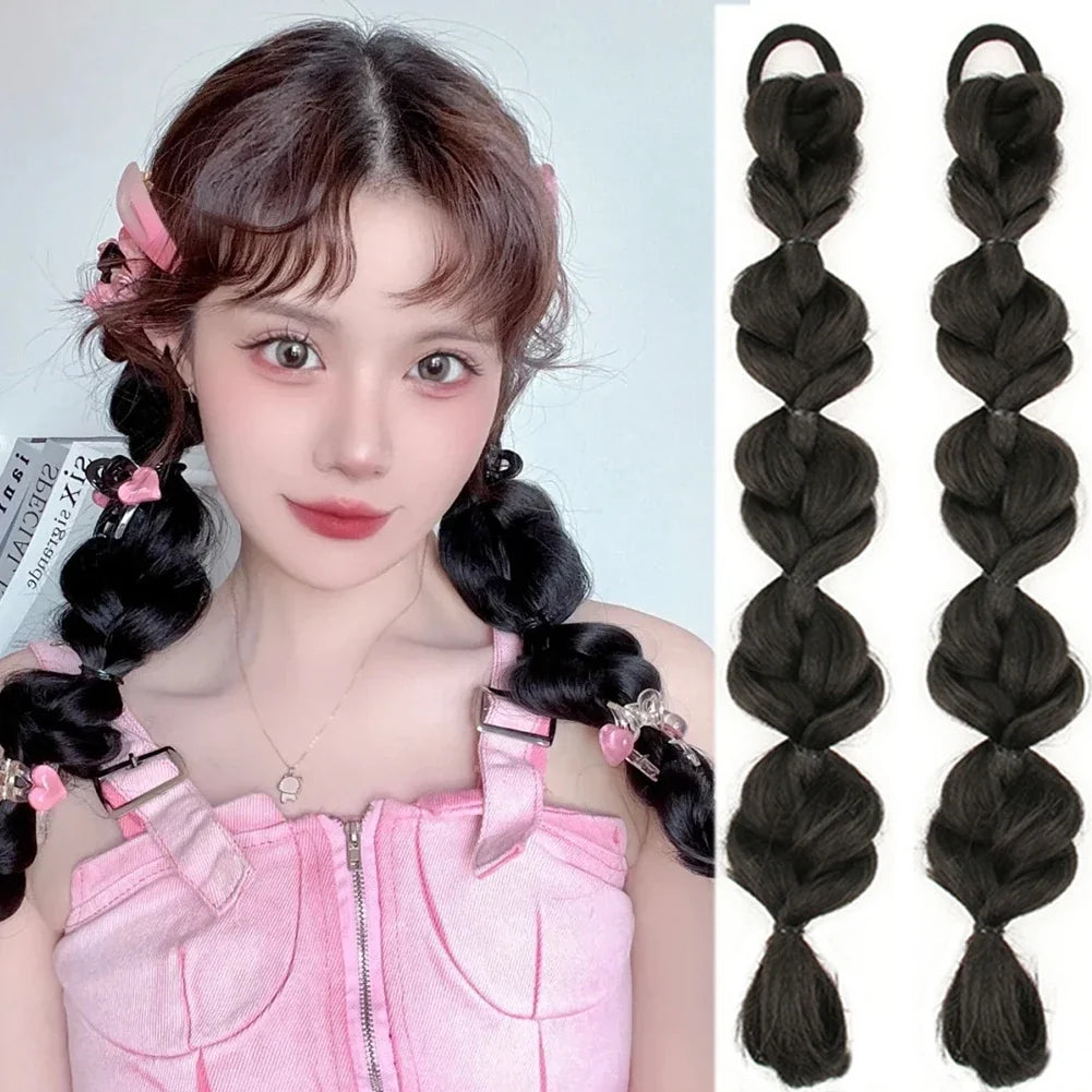 Synthetic Bubble Braid Ponytail Extension | Heat-Resistant Wig