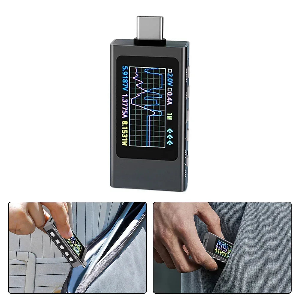 0–40V LCD Voltmeter Ammeter – Fast Charge & Ripple Tester