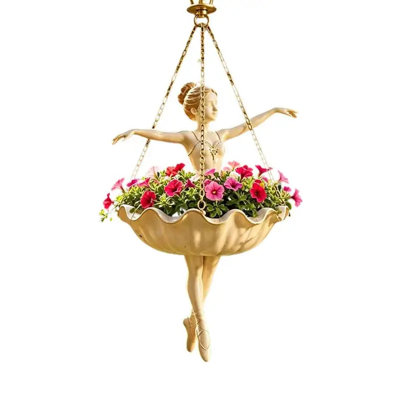 Resin Ballerina Hanging Planter – UV Resistant Fairy Flower Pot