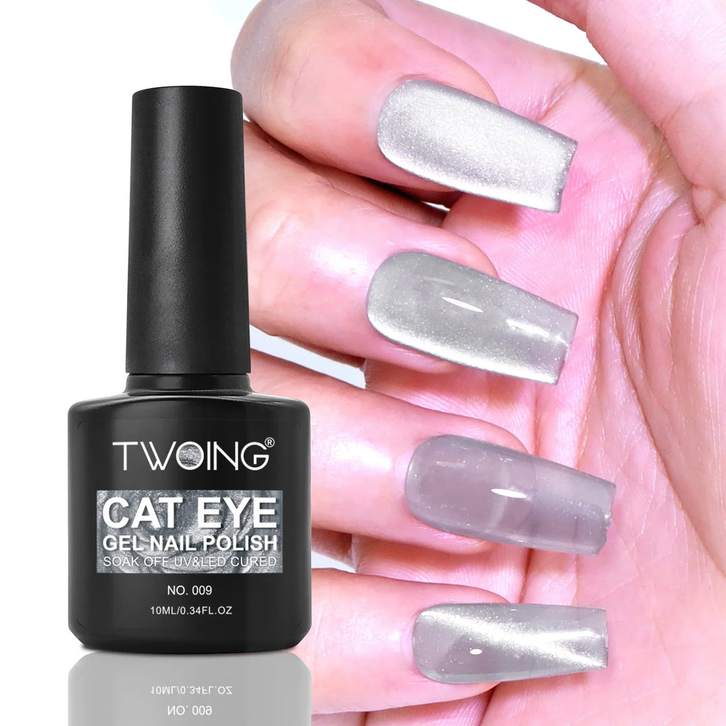 Silvery Cat Eye Gel Polish Glossy Magnetic Nail Holographic 9D Effect