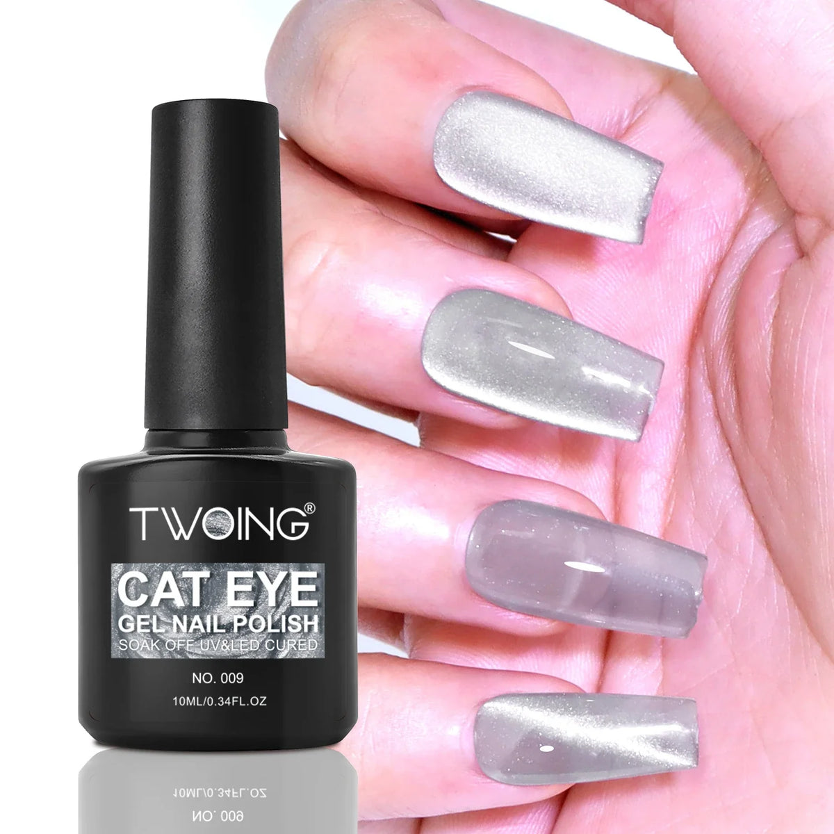 Silvery Cat Eye Gel Polish Glossy Magnetic Nail Holographic 9D Effect
