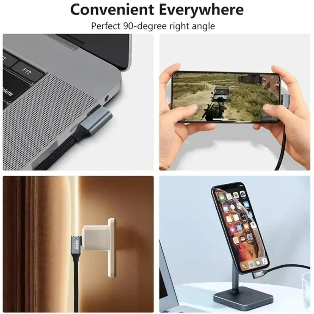 USB 3.2 Gen 2 Type-C Extension Cable 100W 10Gbps 90°