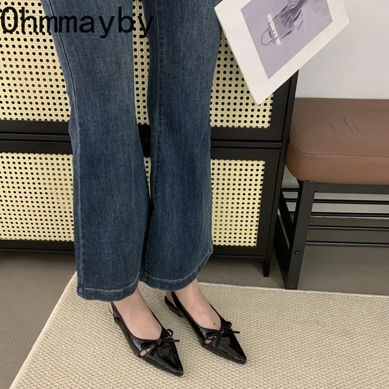 Women's Butterfly-Knot Flat Sandals – Slip-On Slingbacks