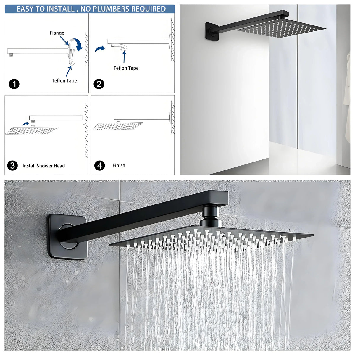 Stainless Steel Shower Extension Arm | Wall-Mounted 30/40cm