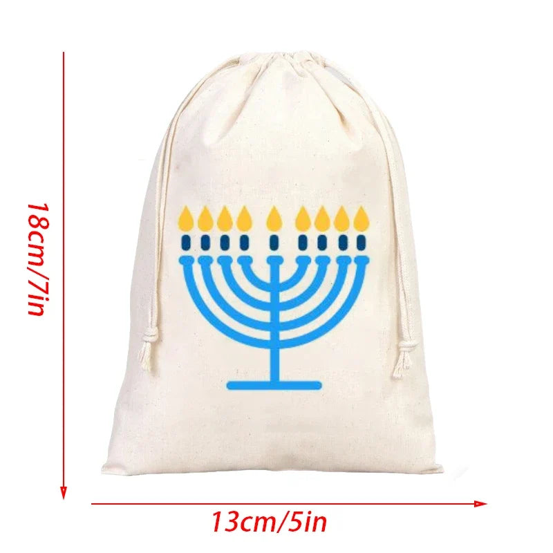 4-Pack Hanukkah Drawstring Bags | Jewish Holiday Gift Bags