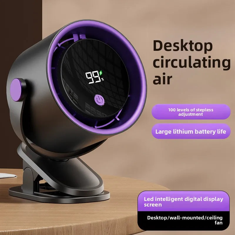 Digital Display USB Rechargeable Clip-On Desk Fan – Portable