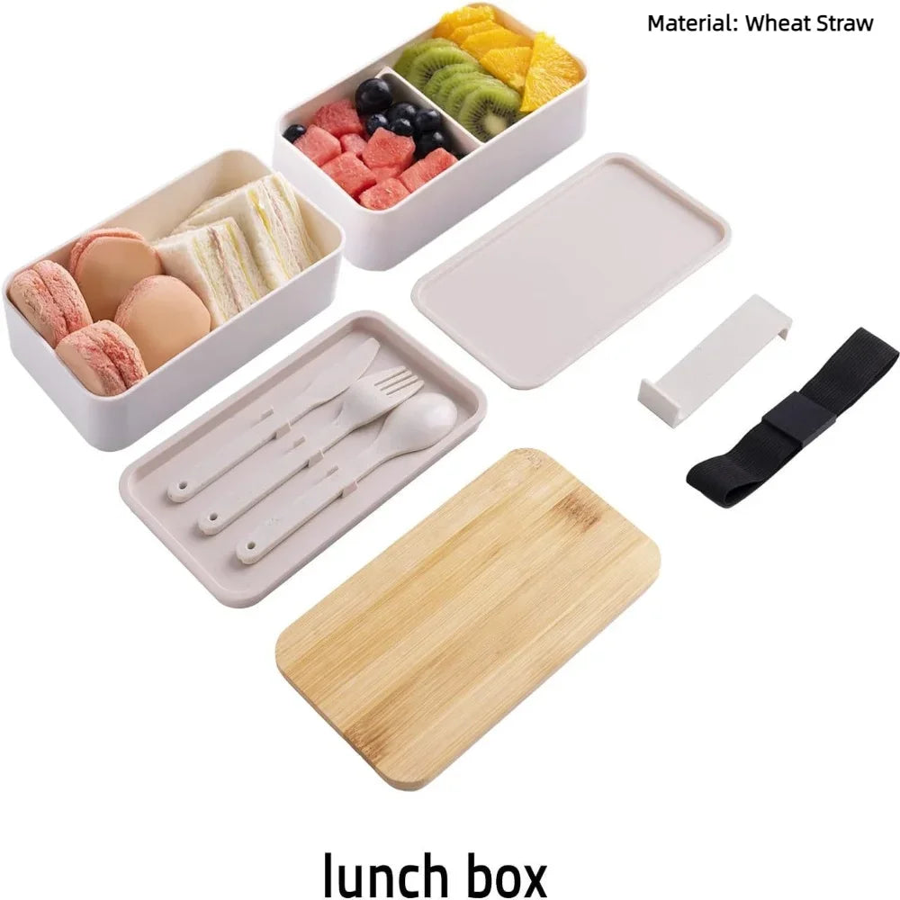Stackable Bento Box Utensils All-in-one Meal Prep Compartment Lunch