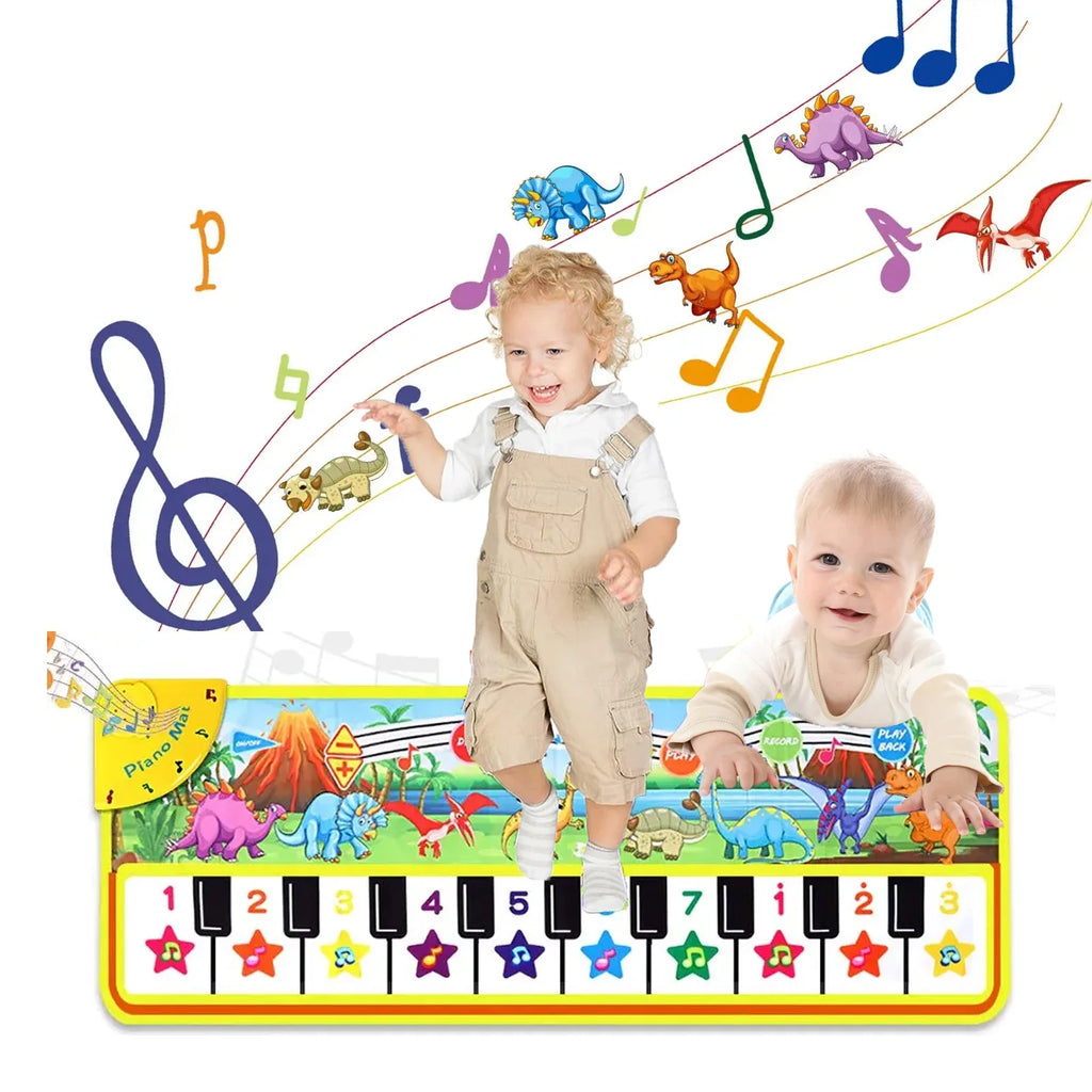 110x36cm Musical Piano Mat Toddle Carpet Toddlers Keyboard 8 Dinosaur