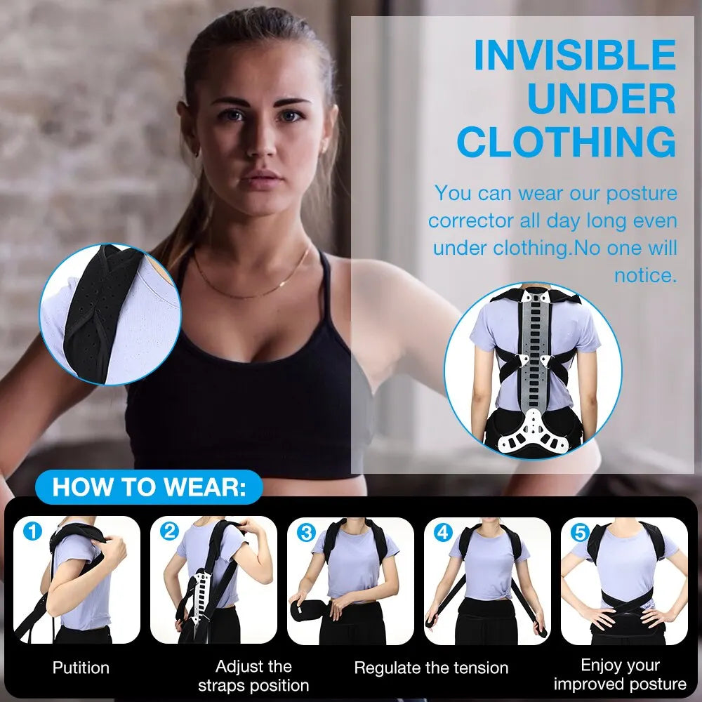 Aluminum Lumbar Back Posture Corrector Brace | Spinal Support