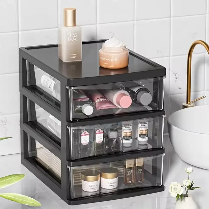 Transparent Plastic Cosmetic Storage Box Drawer Makeup Organizer