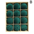 Velvet Flocked Christmas Ball Ornaments 12pcs – Green & Red