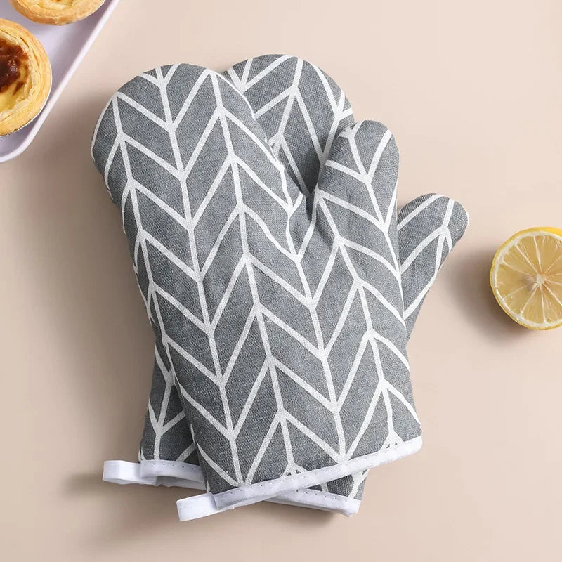 Heat-Resistant Insulated Oven Gloves | Thickened Grid 2-Pack