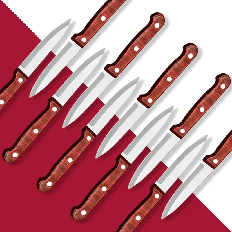 Stainless Steel Fruit Paring Knife with Wooden Handle