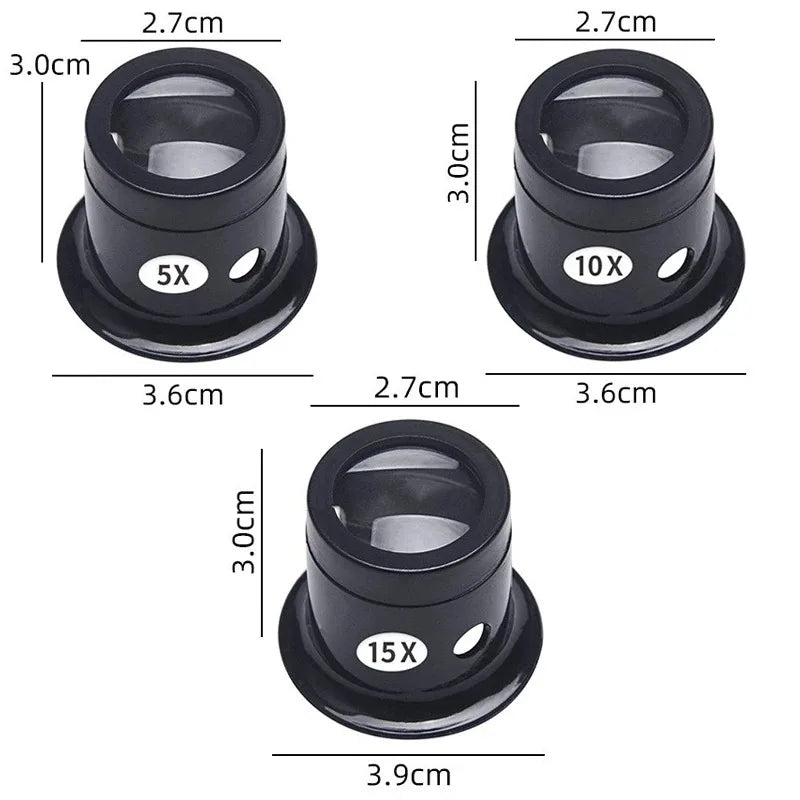4-Piece Jeweler's Eye Loupe Magnifying Glass Set | Watch Tool