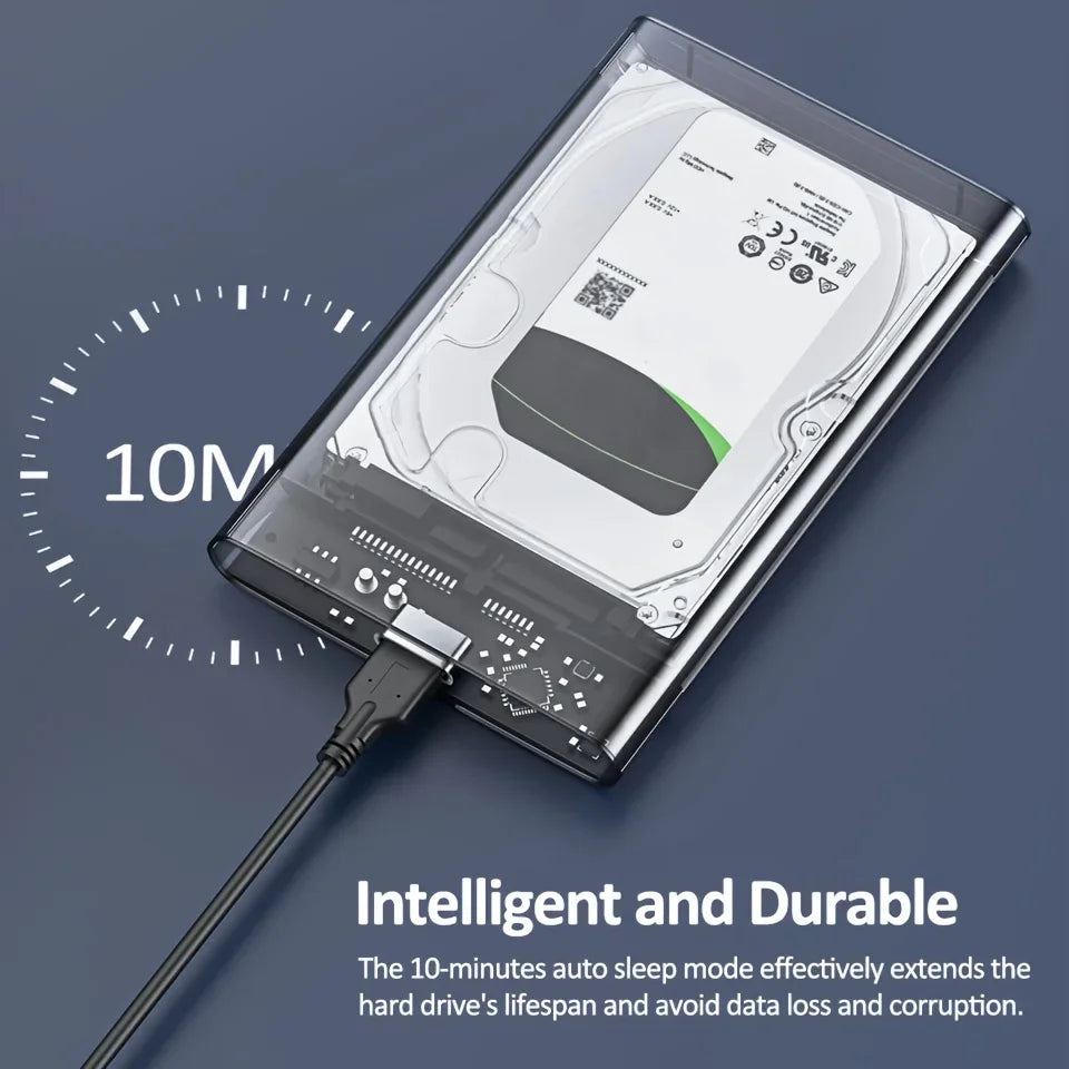 Transparent Mobile External Hard Drive Case SATA USB 3 0 C Harddisk