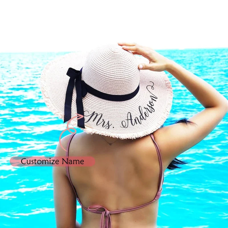 Personalized Floppy Sun Hat | Bride Bachelorette Beach Wedding