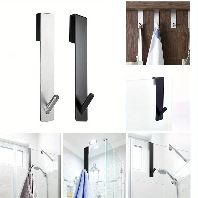 Stainless Steel Shower Door Towel Rack & Robe Hook – Brushed