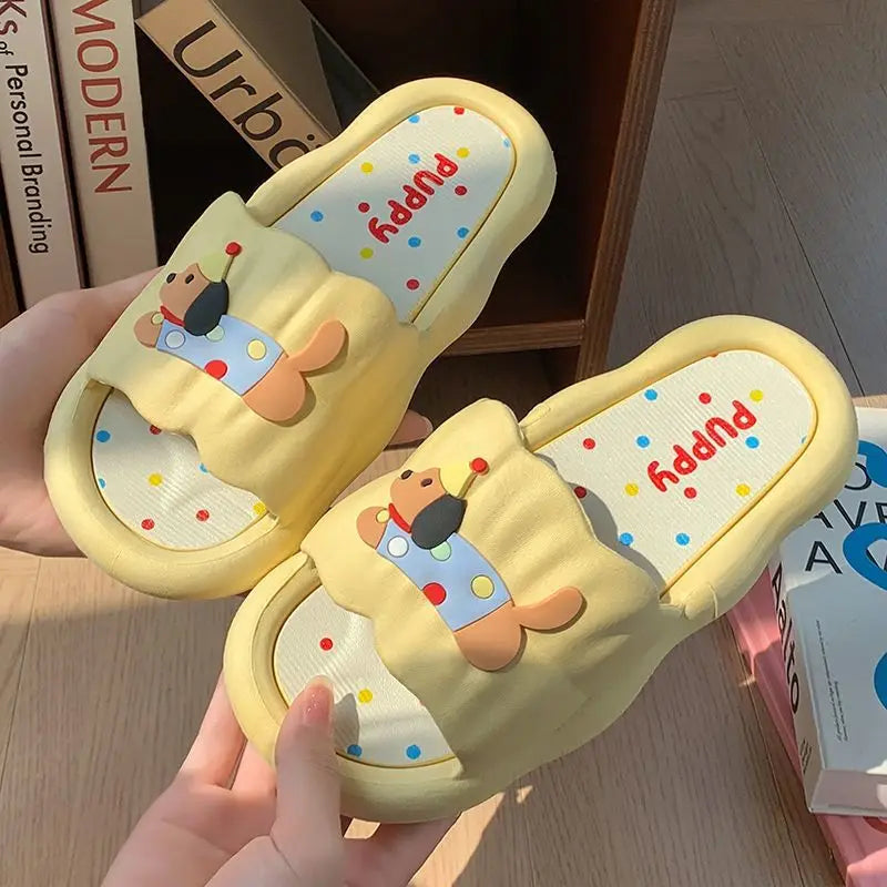 Cute Cartoon Puppy Slides – Soft Sole Summer Slippers Women
