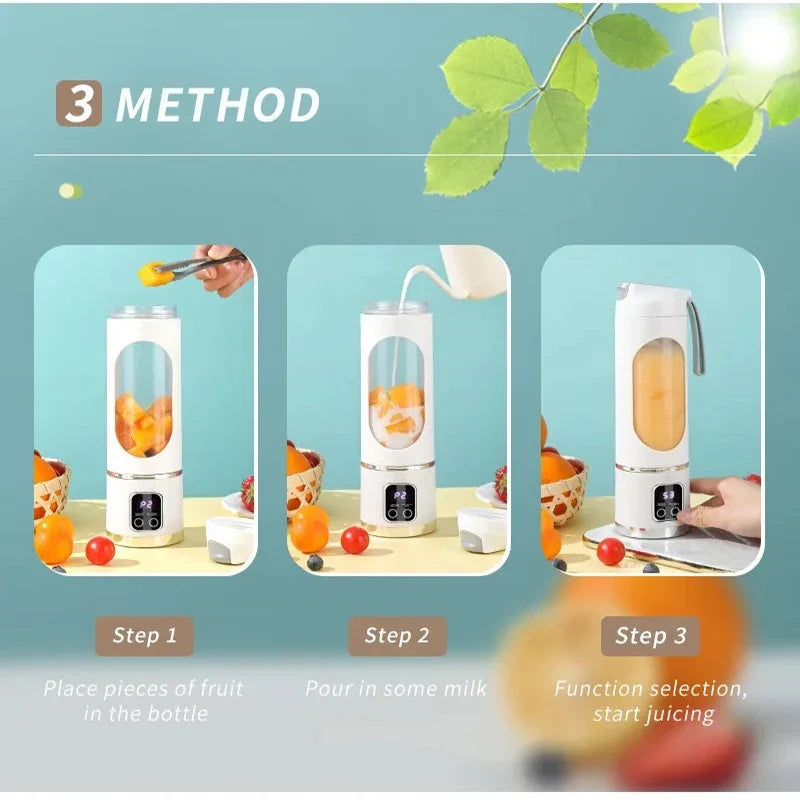 Portable Electric Juicer 450ml Rechargeable Mini Blender