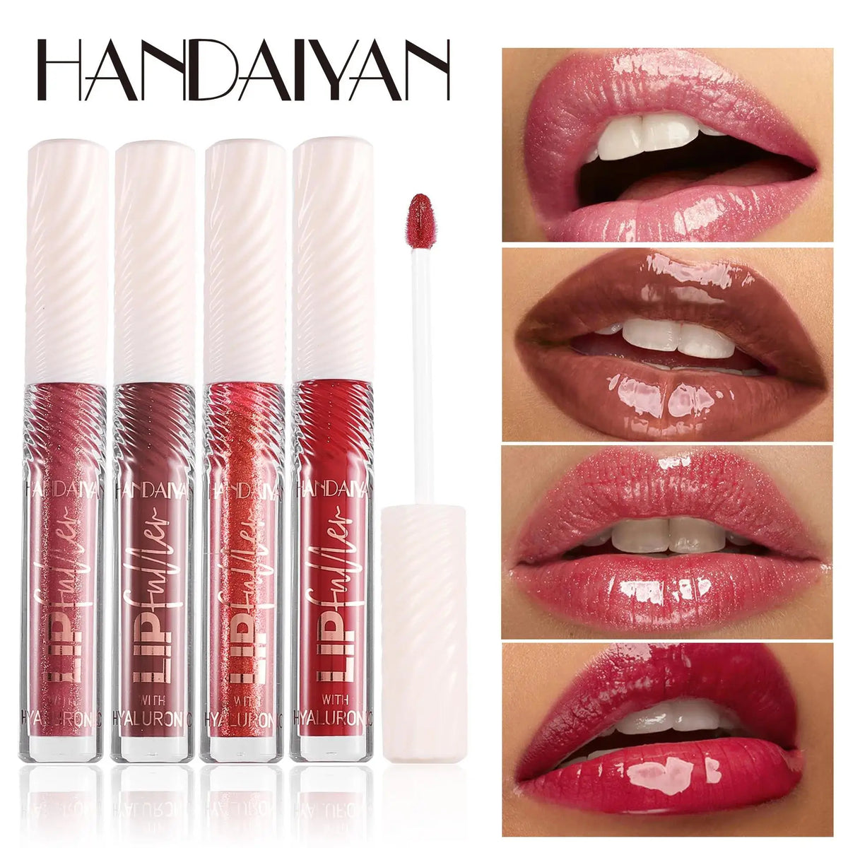 HANDAIYAN 8-Shade Mirror Lip Gloss | Hyaluronic Acid & Pearl