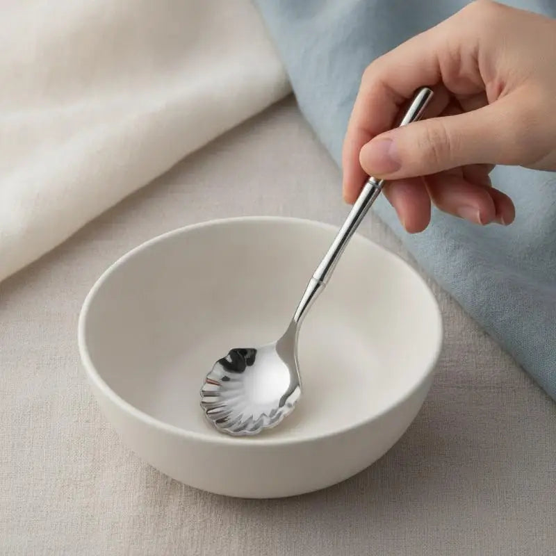 Heat Resistant Stainless Steel Seashell Dessert Spoon Reusable Coffee