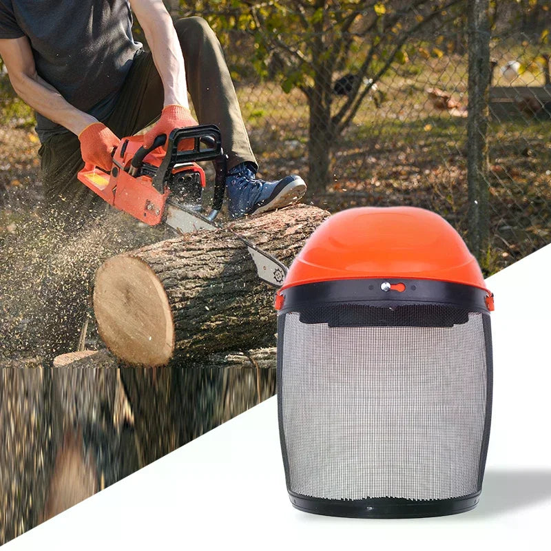 Safety Helmet Hat Full Face Mesh Protective Mask Garden Grass Trimmer