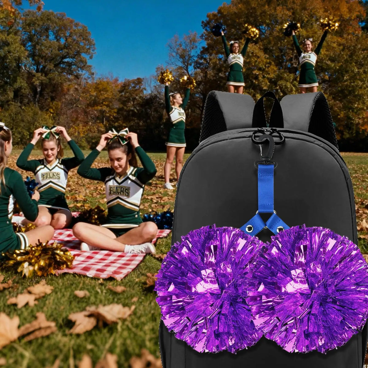 Cheerleading Pom Holder Cheer Bag Organizer with Snap Button