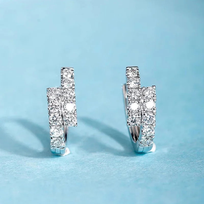 Huitan Cubic Zirconia Shiny Hoop Earrings for Women