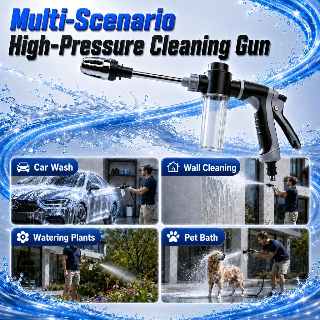 High-Pressure Car Wash Gun & Foam Cannon Garden Hose Nozzle