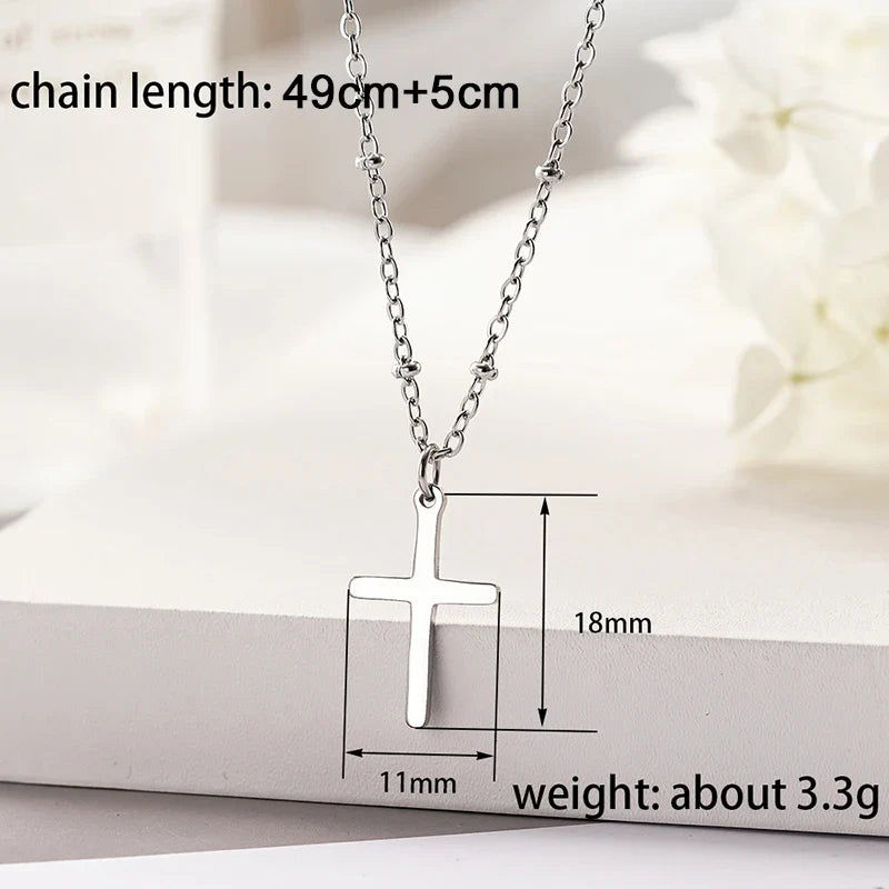 Huitan Dainty Cross Pendant Necklace – Stainless Steel Women