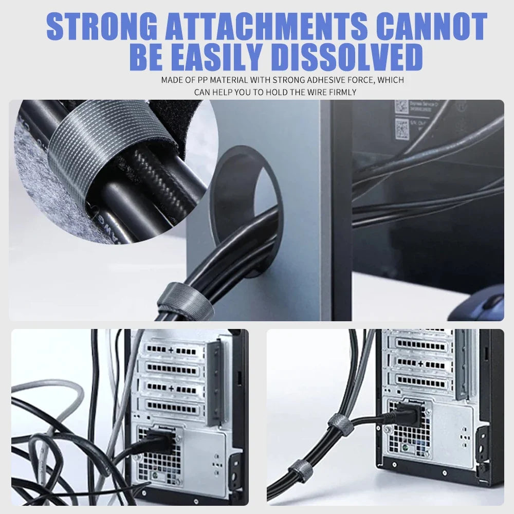 10mm x 5M Reusable Cable Tie Wire Organizer Management Tape
