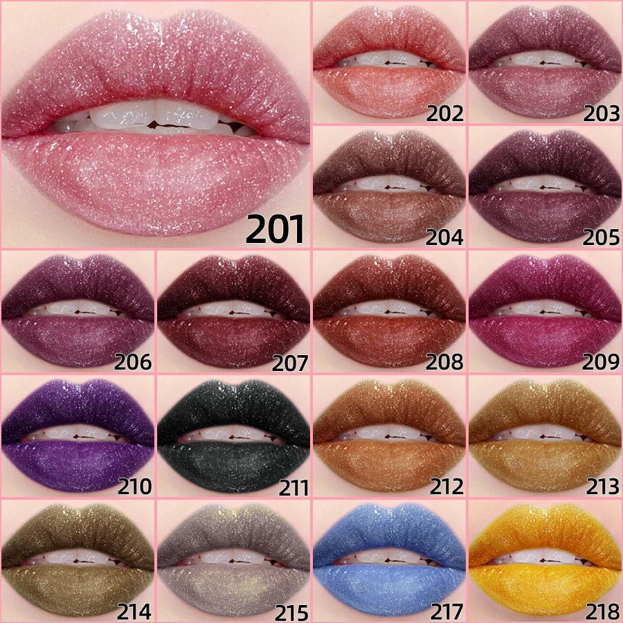 MCD Glitter Lip Gloss – 18 Shades, Waterproof & Long-Lasting