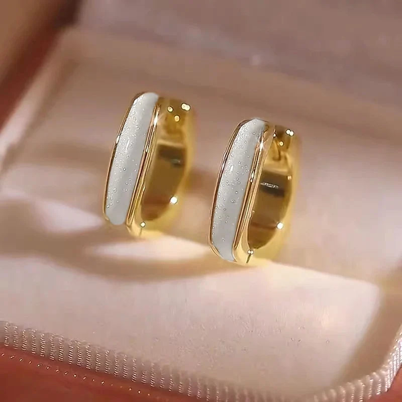 Huitan Enamel Hoop Earrings – Women's Trendy Fashion Jewelry