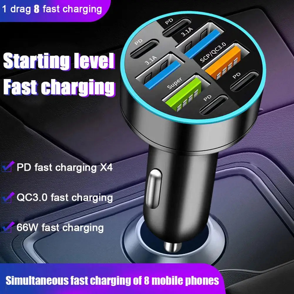 66W USB JMG-PD+QC3 0 Car Digital Display Monitoring Charger PD Fast
