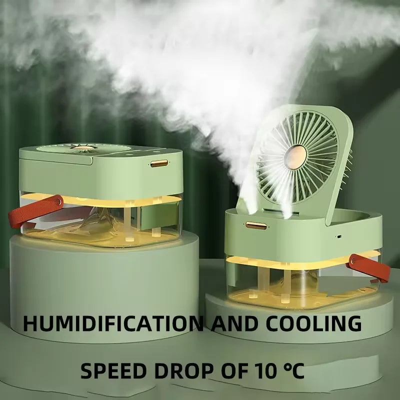 2-in-1 Portable Fan & Spray Humidifier – USB Desktop Cooler