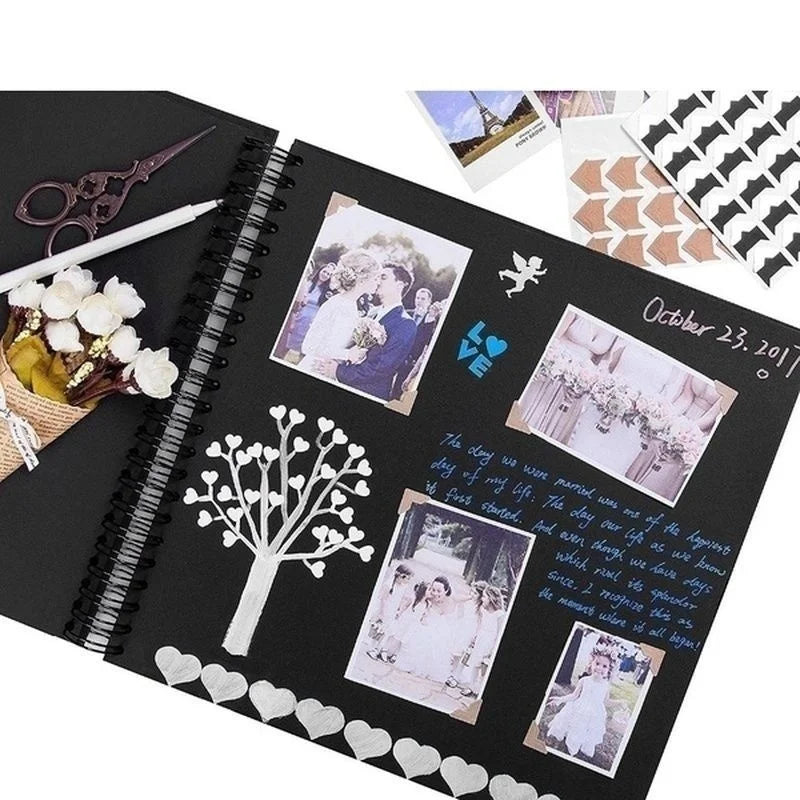 DIY Scrapbook Photo Album – 30-Page Black Card Memory Book