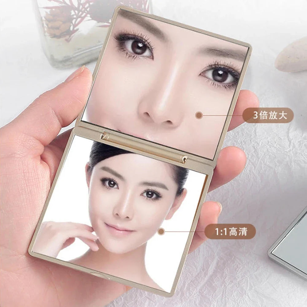 Square Rose Mirror Storage Bag Lady Portable Handheld Folding