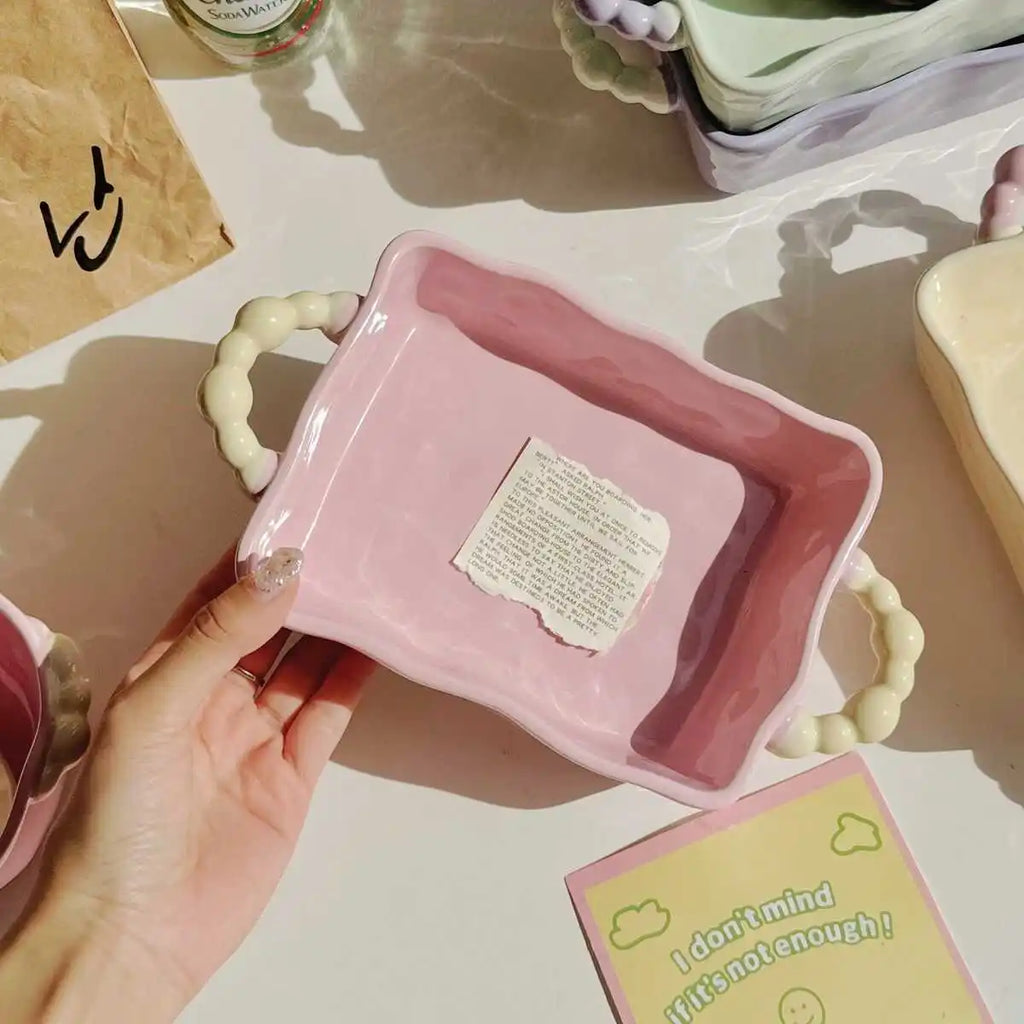 Ceramic Baking Bowl with Handles | Rectangular Oven Dish