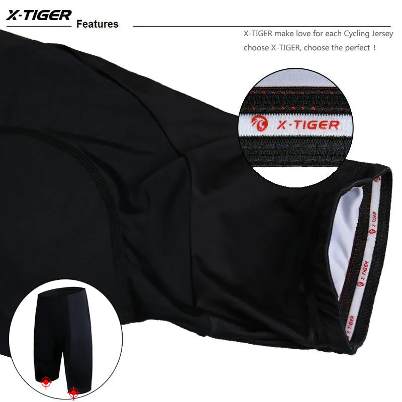 X-TIGER Men's Gel Padded Cycling Shorts – UV Protection