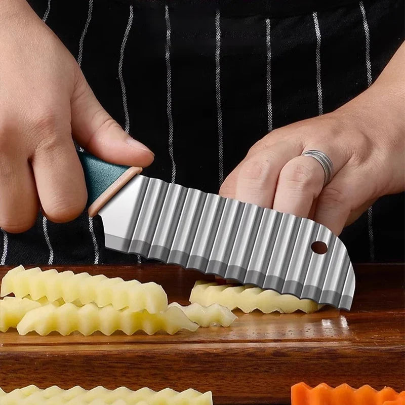 Stainless Steel Crinkle Cut Knife – Wavy Fry & Veggie Slicer