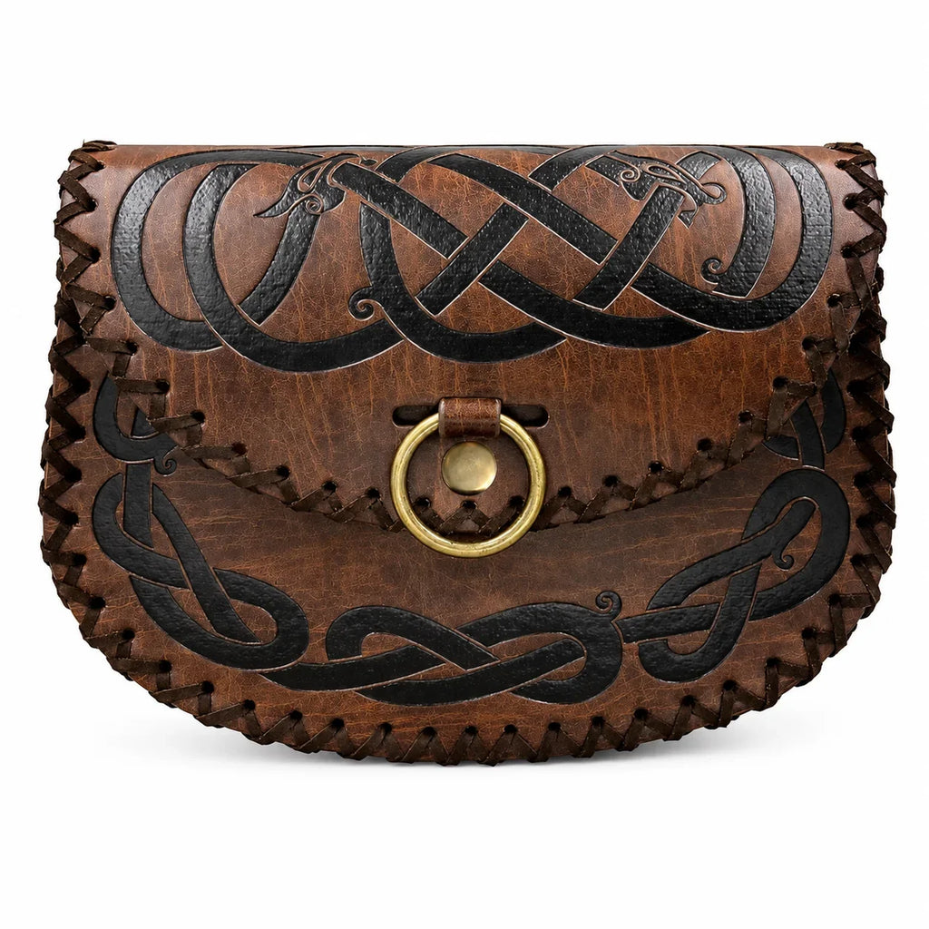 Medieval Leather Belt Pouch Vintage Renaissance Waist Bag Viking