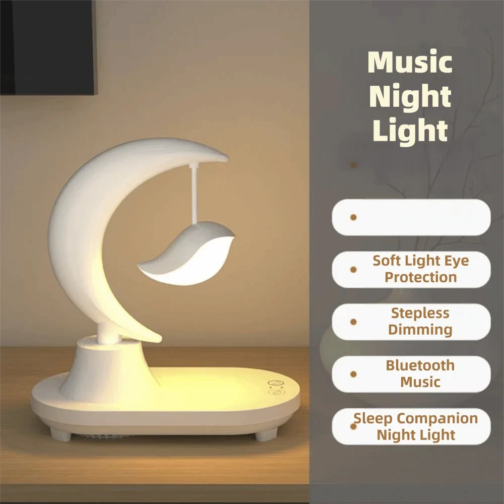 Bluetooth LED Night Light Speaker – Dimmable, Wireless Charging