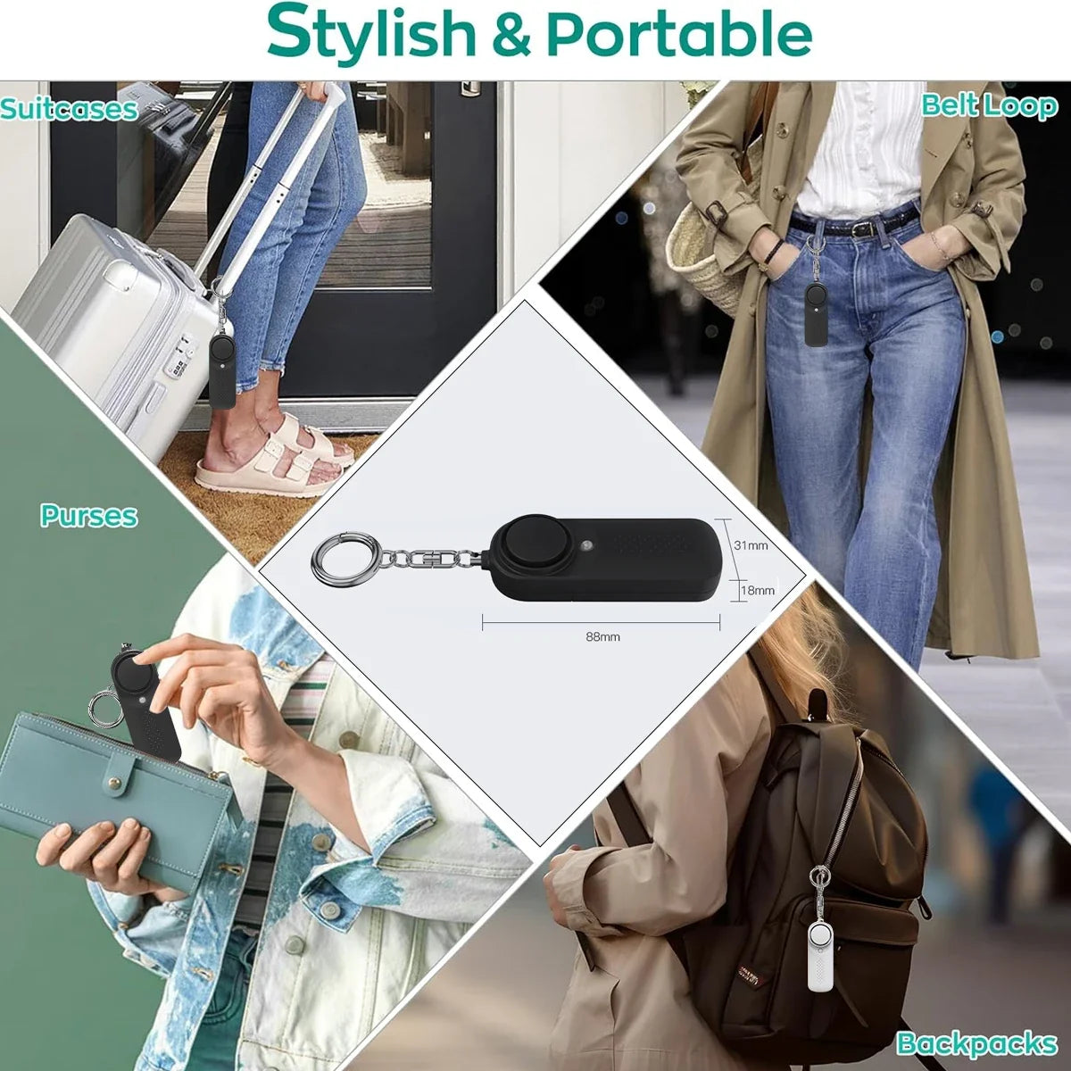130dB Personal Safety Alarm Keychain with Strobe Light