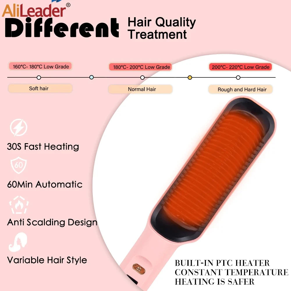 AliLeader 2-in-1 Hair Straightener Brush | Anti-Frizz, Fast Heat