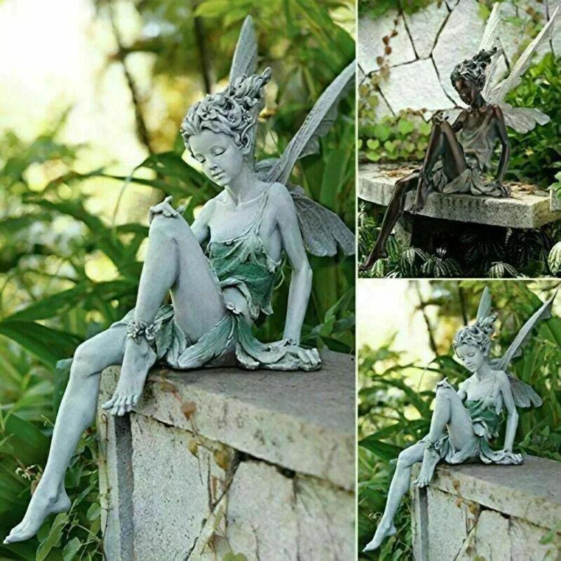 Flute Fairy Resin Garden Statue – Angel Sculpture Decor