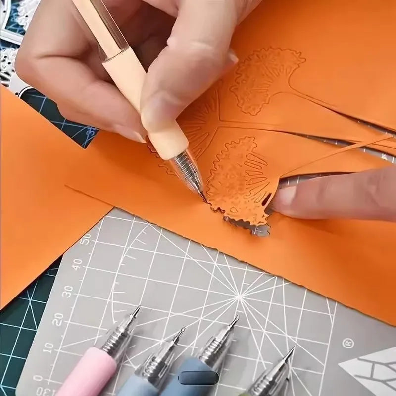 6 Wrapping Cutting Utility Pen Knife Retractable Press Hand Account