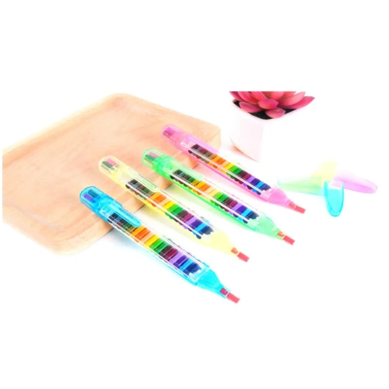 20-Color Wax Crayons for Kids – Drawing & Art Graffiti Pens